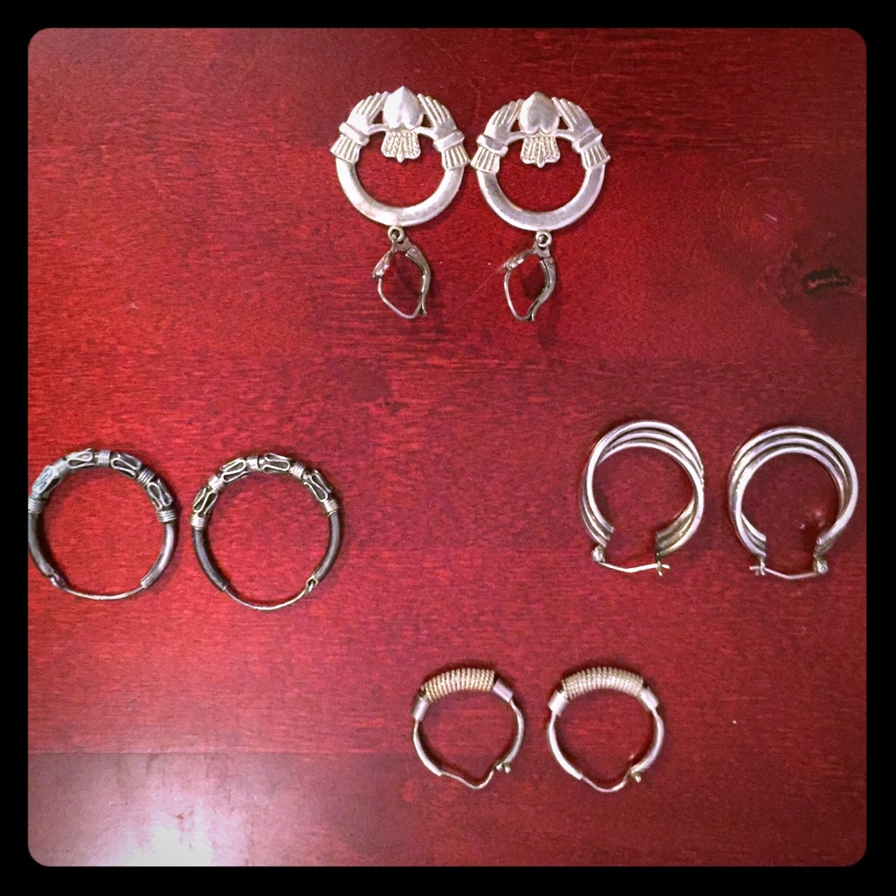Four pair of Sterling earrings